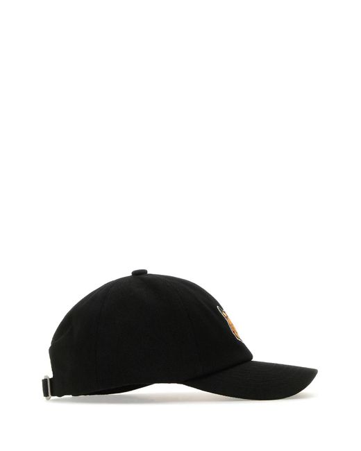 Maison Kitsuné Black Cotton Baseball Cap for men