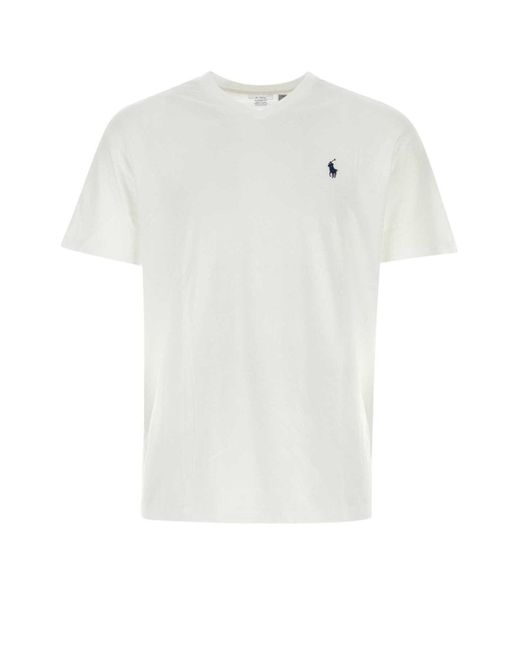 Ralph Lauren White Polo Pony V-neck T-shirt for men