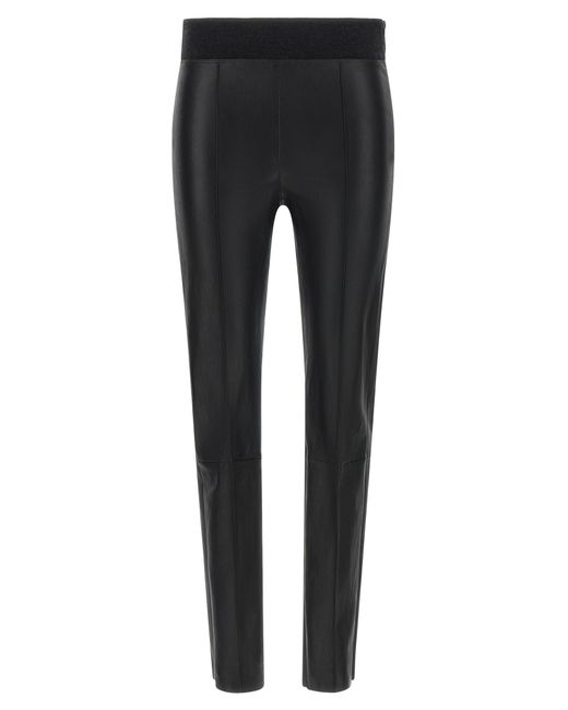Brunello Cucinelli Black Lamb Leather Leggings Clothing