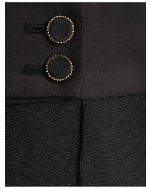 Zimmermann Black Wool-blend Wide-leg Trousers