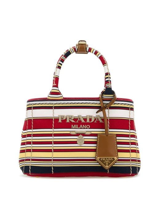 Prada Red Jardinière Striped Cotton Canvas Mini-Bag