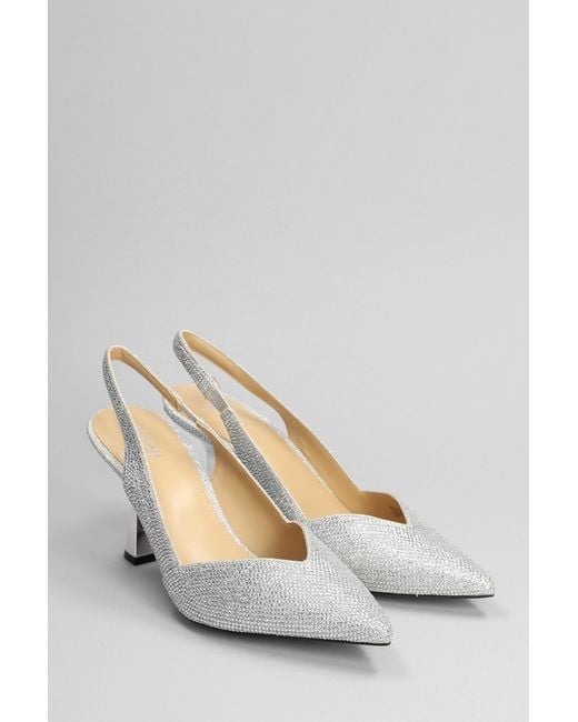 Michael Kors White Chelsea Sling Pumps In Silver Glitter