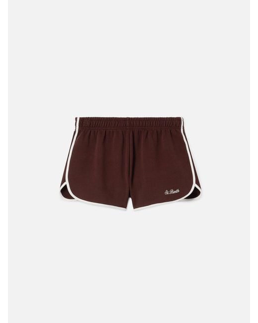 Mc2 Saint Barth Brown Light Francine Cotton Shorts With Contrast Trims Pant