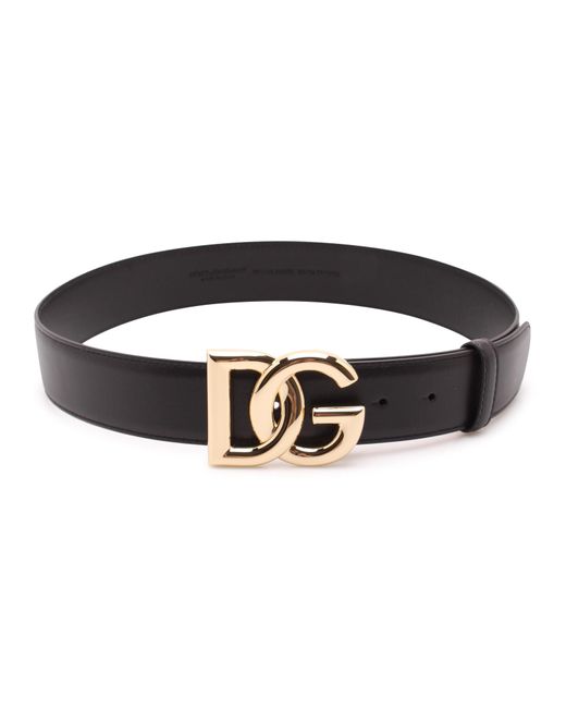 Dolce & Gabbana Black Dolce & Gabbana Crossed Dg Logo Belt