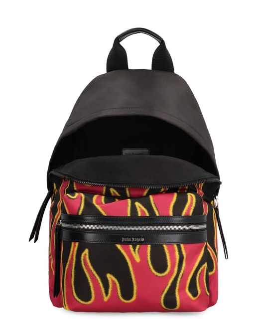 Palm Angels Black Printed Nylon Backpack for men