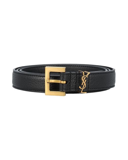 Saint Laurent Black Cassandre Thin Belt
