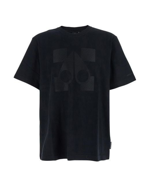 Moose Knuckles Black Finchley Crewneck T-Shirt With Maxi Logo On The Front And Logo Lettering On The Sleeve for men