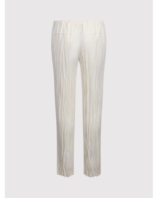 Helmut Lang White Trousers With Wrinkled Effect