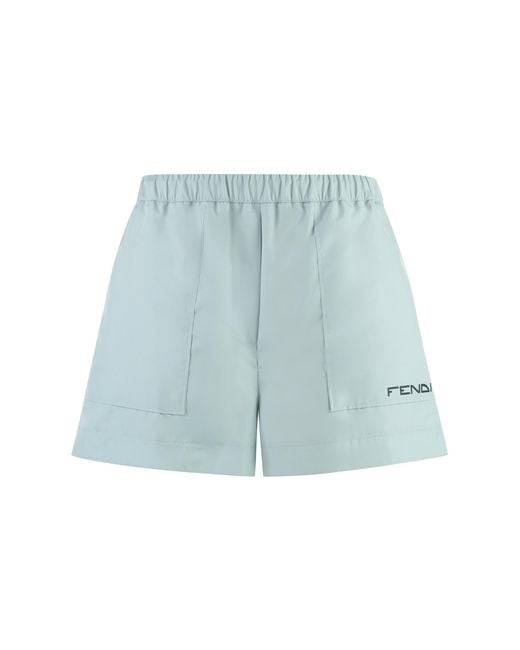 Fendi Blue Techno Fabric Shorts Polyester