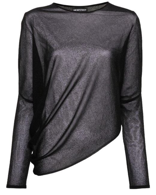 Emporio Armani Gray Long Sleeves Asymmetric Sweater