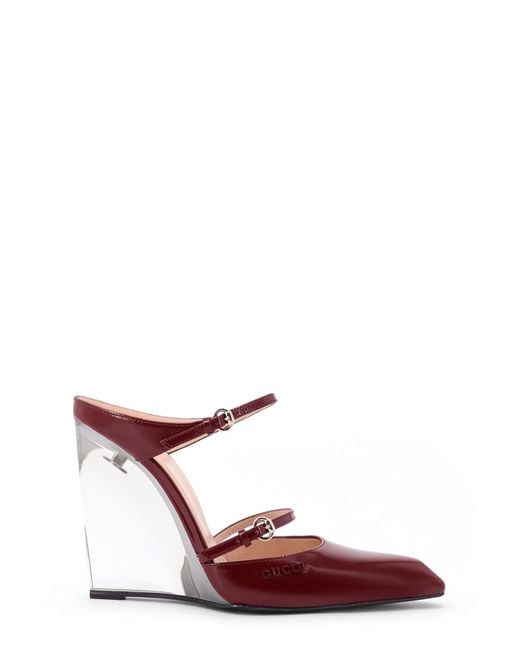 Gucci Red Wedge Leather Mule