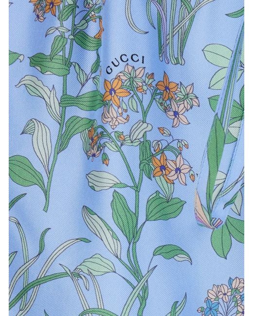 Gucci Blue Shorts Printed Silk Short