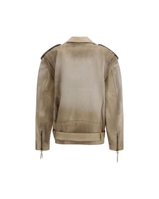 Golden Goose Deluxe Brand Natural Beige Buffalo Leather Biker Jacket