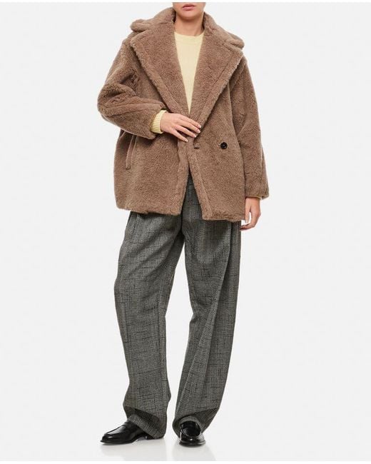 Max Mara Brown Espero Teddy Button-Up Short Coat