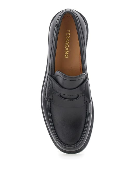 Ferragamo Gray 'Brema' Loafers With Tonal Stitching And Almond Toe for men
