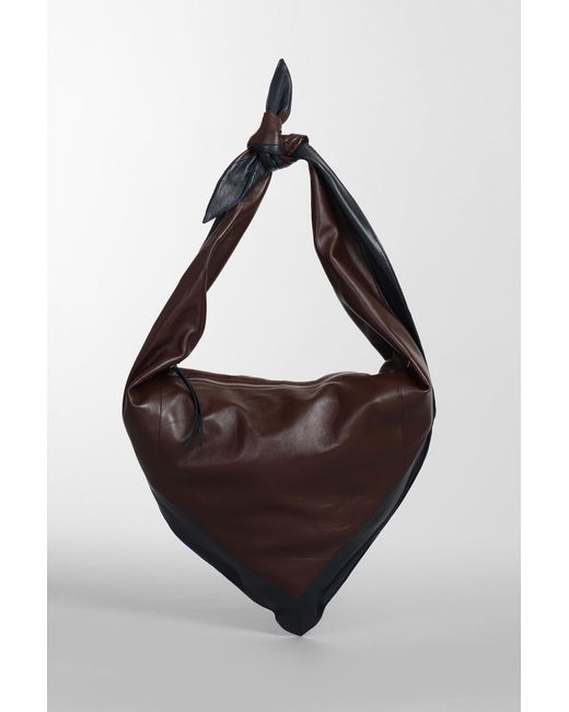Lemaire Bandana Bag Shoulder Bag In Brown Leather