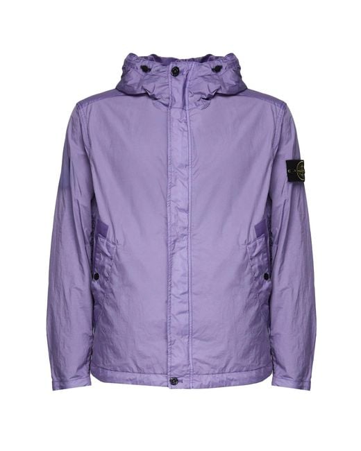Stone Island Purple Jacket Garment Dyde Crinkle Reps Ny for men