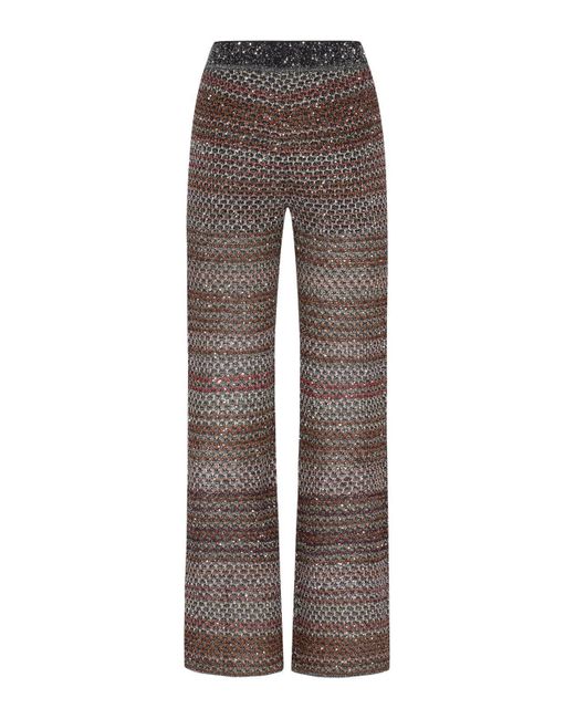 Missoni Gray Sequin Embellished Flared Knitted Trousers