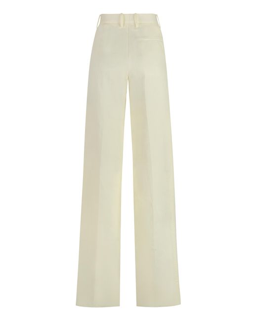 Bottega Veneta White Linen Trousers With Back Welt Pocket For