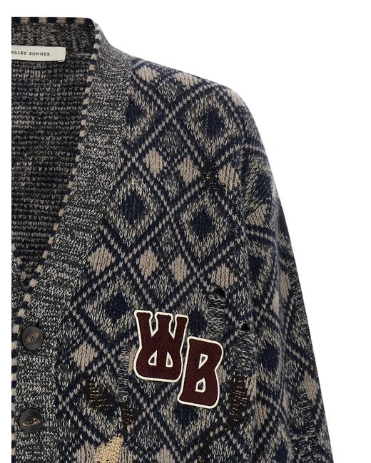 Wales Bonner Gray 'Sibling' Cardigan for men