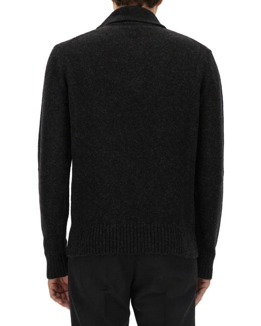 Dolce & Gabbana Black Wool Polo Polyamide Jumpers for men
