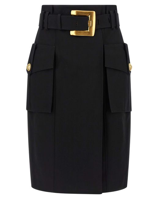 Balmain Black Wrap Skirt