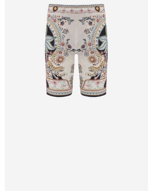 Just Cavalli White Shorts Printed Viscose for men