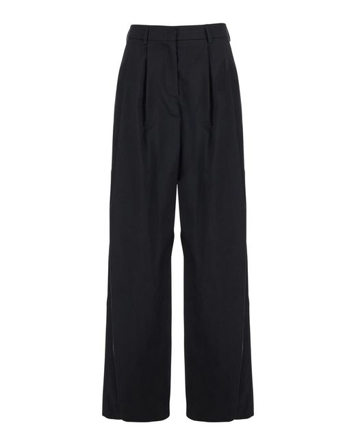Le Plain Blue Stretch Cotton Blend Trousers For