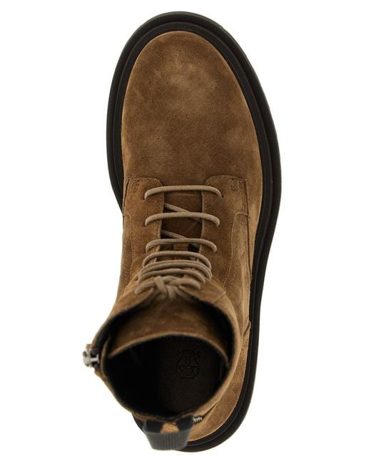 Brunello Cucinelli Brown Suede Combat Boots Monile