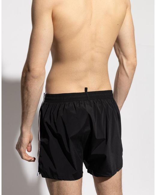 DSquared² Black Logo Boxer Midi Swim Shorts Clothing Beachwear for men