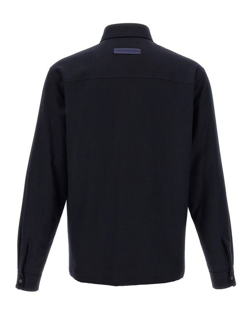 ZEGNA Men's Blue Techmerino Overshirt