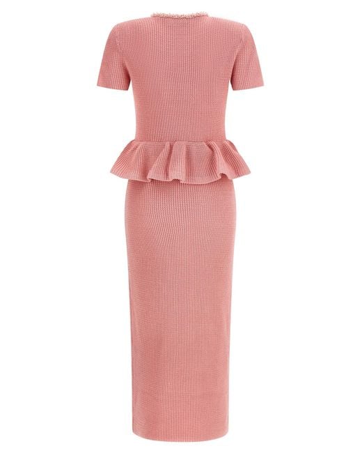 Self-Portrait Pink Polyester Midi Dress