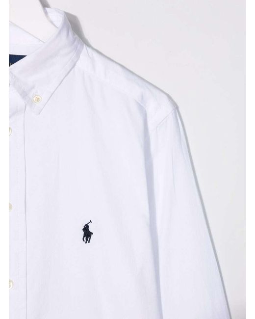Polo Ralph Lauren White Long Sleeve Shirt With Logo Embroidery Cotton for men