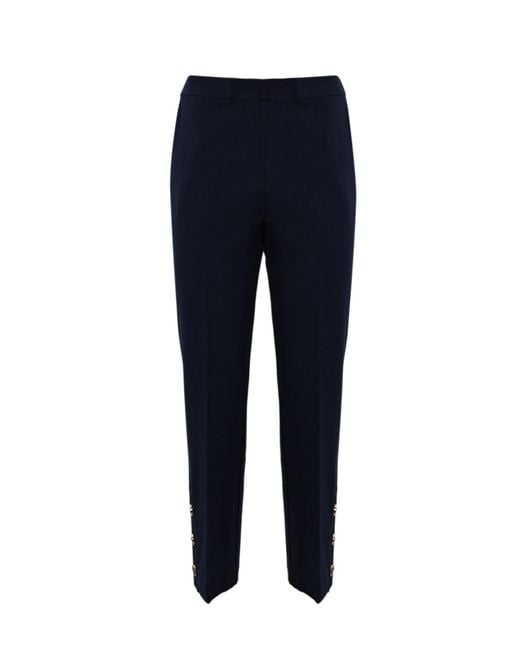 Twin Set Blue Cropped Trousers With Oval T Buttons