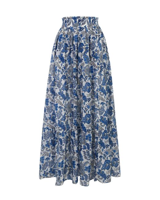 Mc2 Saint Barth Blue Cheyenne Silk Voile Skirt