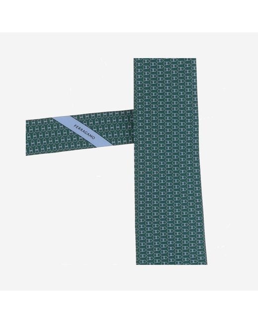 Ferragamo Green Tie Silk Ties & Bow for men