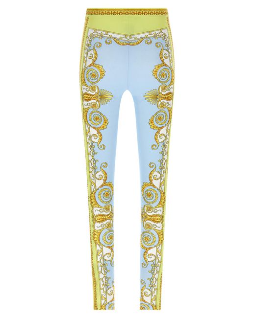 Versace Blue 'Spring Barocco' Leggings