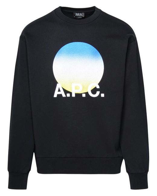 A.P.C. Blue Black Cotton Sweatshirt for men