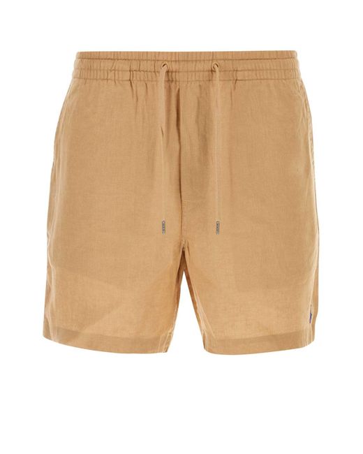 Polo Ralph Lauren Natural Camel Linen Bermuda Shorts for men