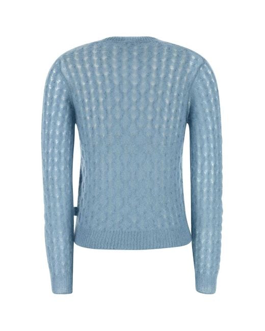 Loewe Blue Sweater With Round Neckline