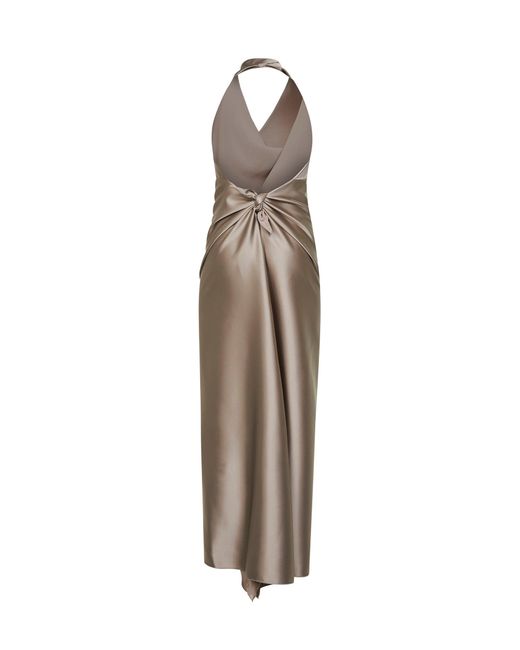 Blanca Vita Natural Taupe Satin Antea Long Dress