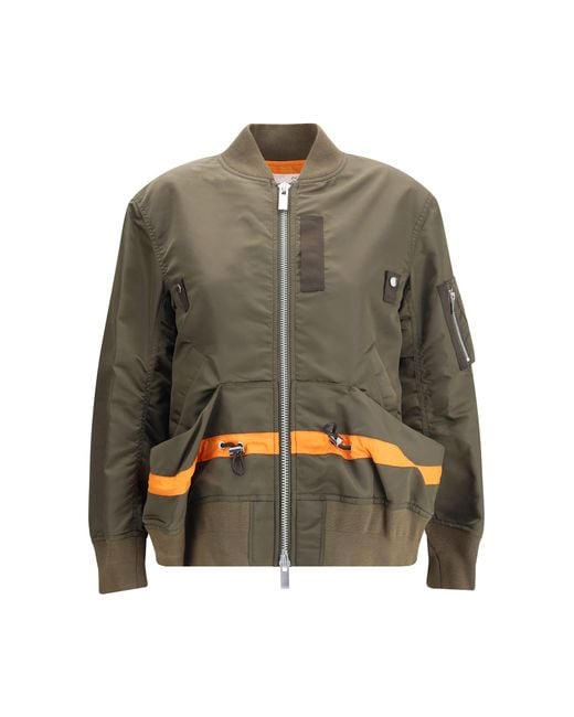 Sacai Green Nylon Bomber Jacket