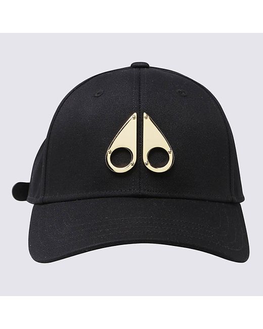 Moose Knuckles Black And Gold Cotton Logo Icon Baseball Cap for men