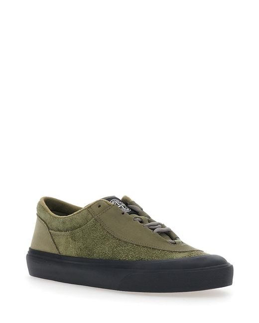 Stone Island Green Low-Top Sneakers Suede Calf Leather Trainers for men
