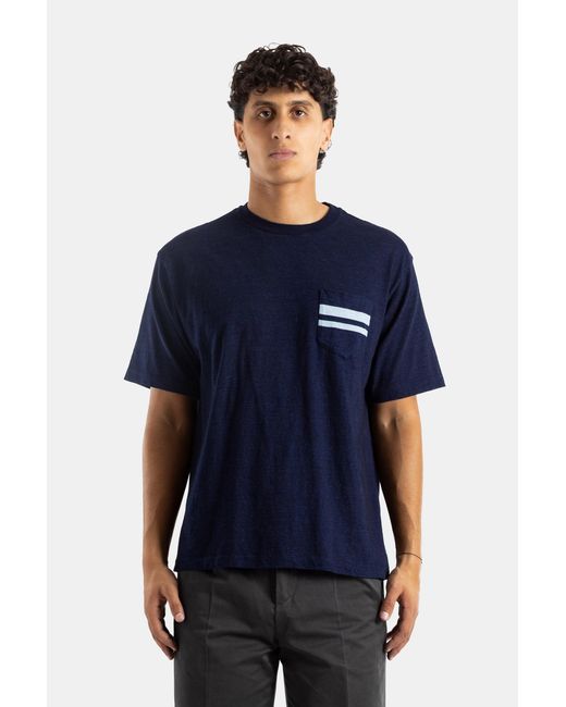 Momotaro Blue Yarn Dyed Pocket Tee T-Shirts And Polos for men