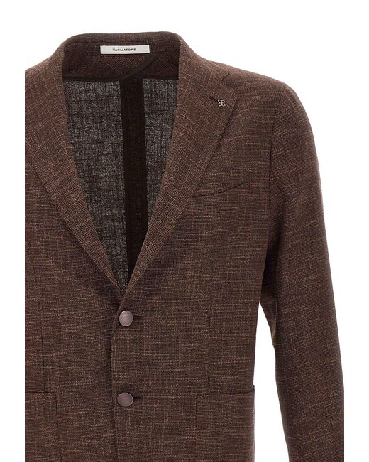 Tagliatore Brown Wool, Cotton And Silk Blazer for men