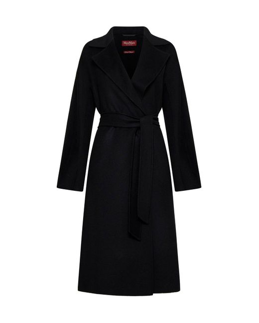 Max Mara Black Cles Wool, Cashmere And Silk Coat