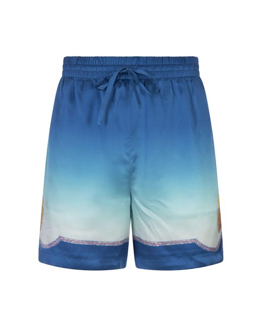 Casablancabrand Blue Coquillage Coloré Silk Shorts for men
