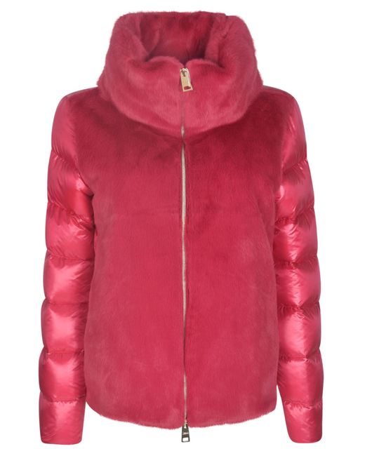 Herno Red High-Neck Padded Sleeve Down Jacket