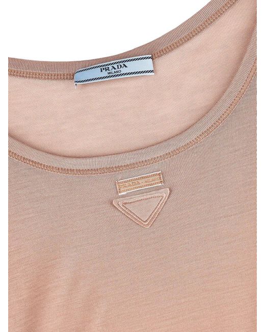 Prada Pink Logo-detailed Sleeveless Top